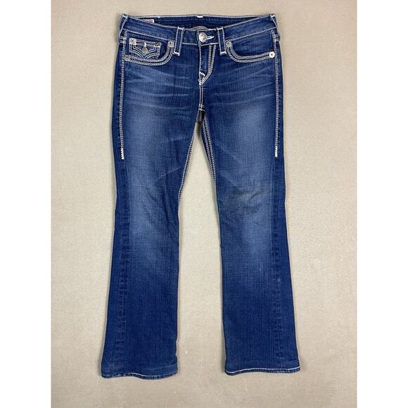 True Religion Jeans Womens 28 Blue Becky Big QT Bootcut Thick Stitching Denim - Picture 1 of 15